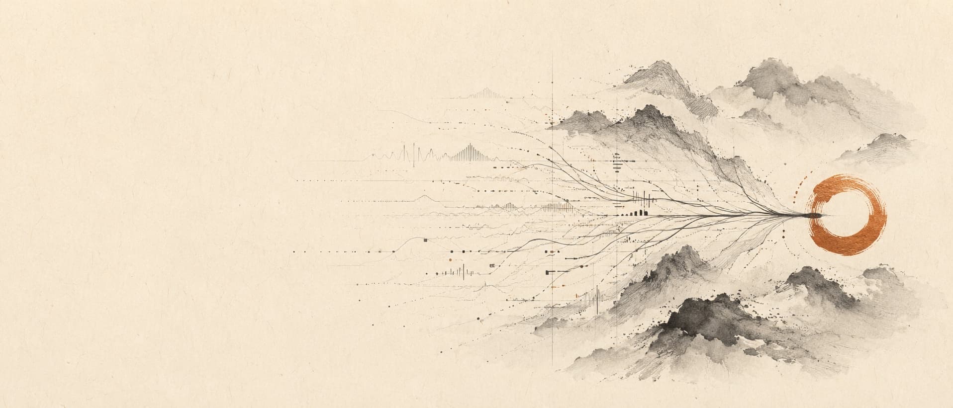 Abstract creator signals converging into a clear human decision