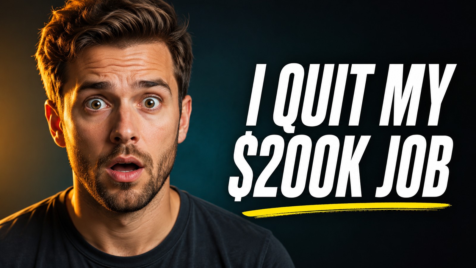 A YouTube thumbnail being read by Frame Studio — a creator with the headline I quit my $200K job, framed by a scan reticle