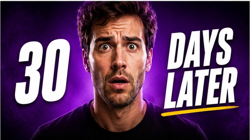 Generated thumbnail direction — 30 Days Later, purple treatment